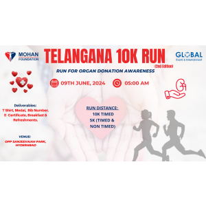 Telangana 10K Run 2024 (2nd Edition) - Run for Organ Donation Awareness